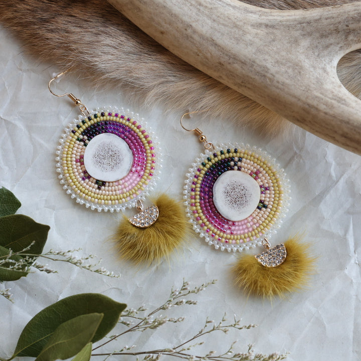 Keegan W. Elk Antler Beaded Earrings
