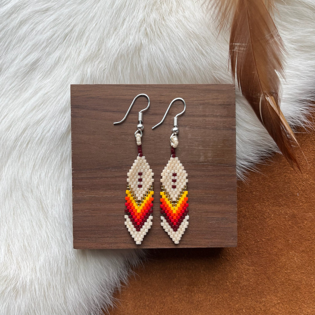 Dorothy B. Large Feather Peyote Earrings