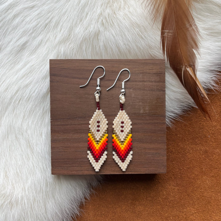 Dorothy B. Large Feather Peyote Earrings