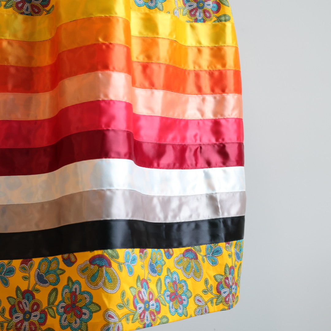 Margaret R. Beaded Floral Pattern Ribbon Skirts
