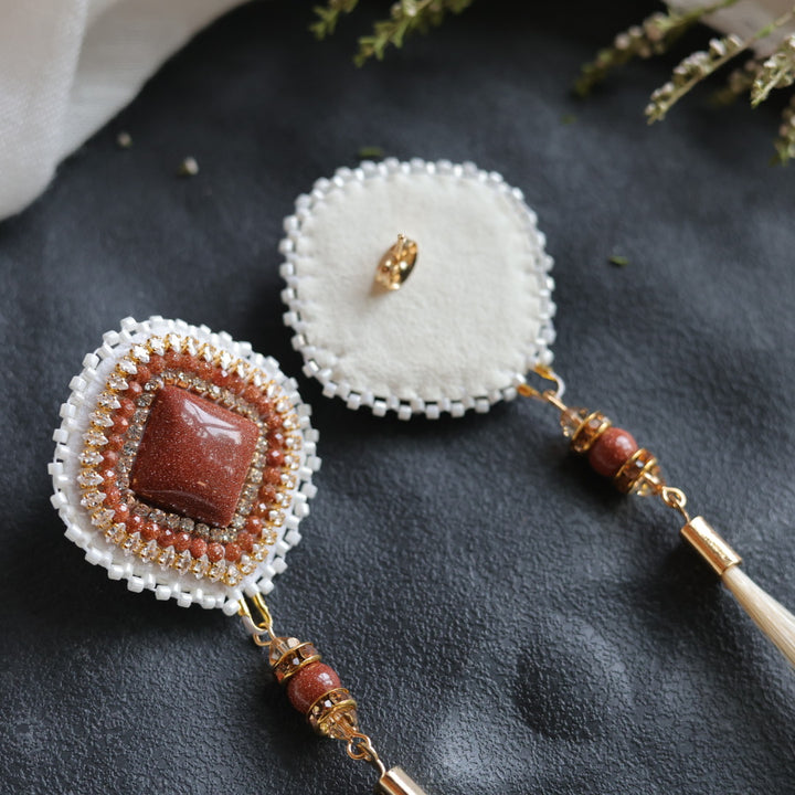 Beth Rose Designs Goldstone &amp; Horsehair Beaded Earrings