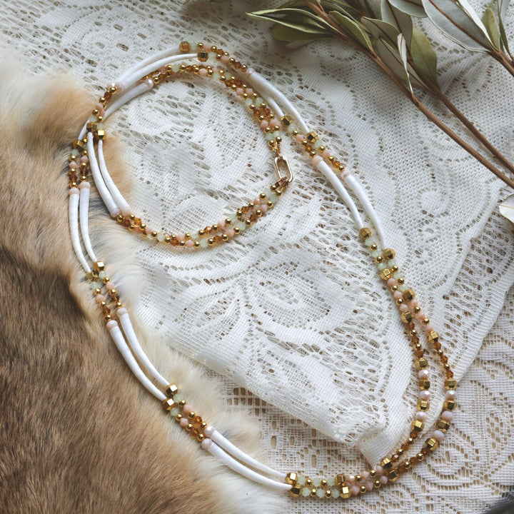 Prairie Sage Beadwork Gold & Dentalium Set