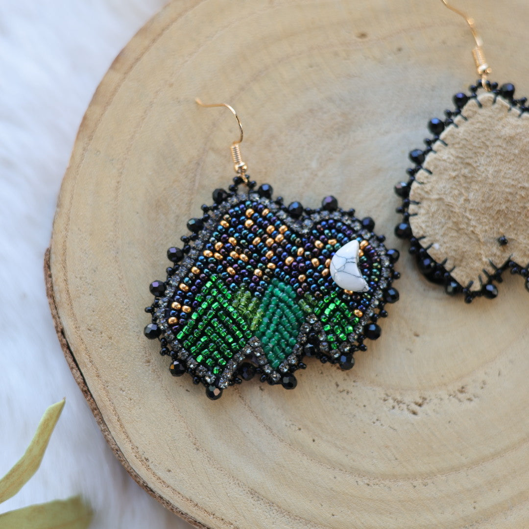 Mercedes G. Starry Forest Bison Beaded Earrings