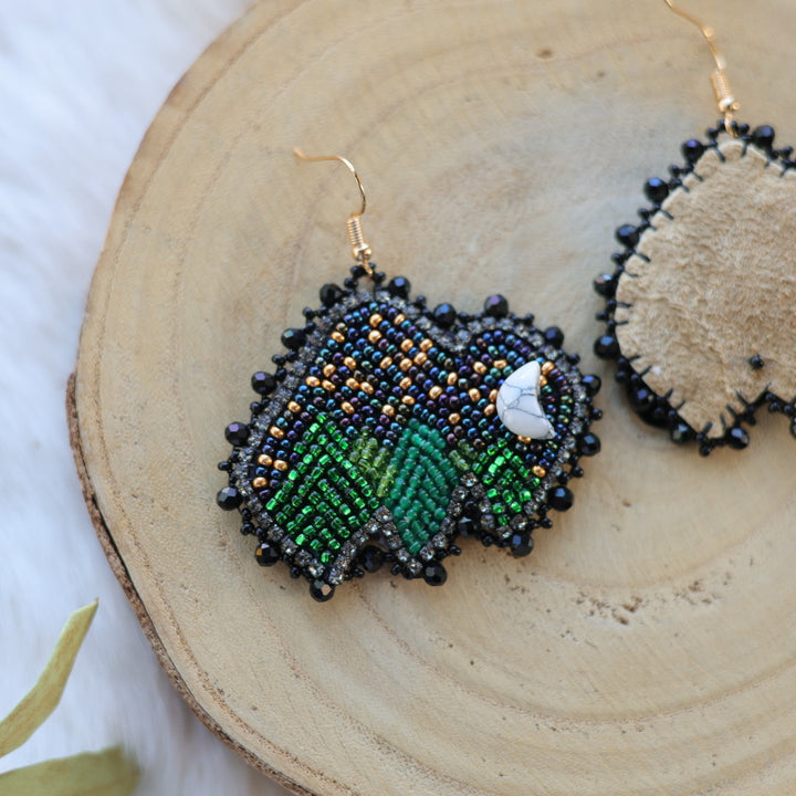 Mercedes G. Starry Forest Bison Beaded Earrings