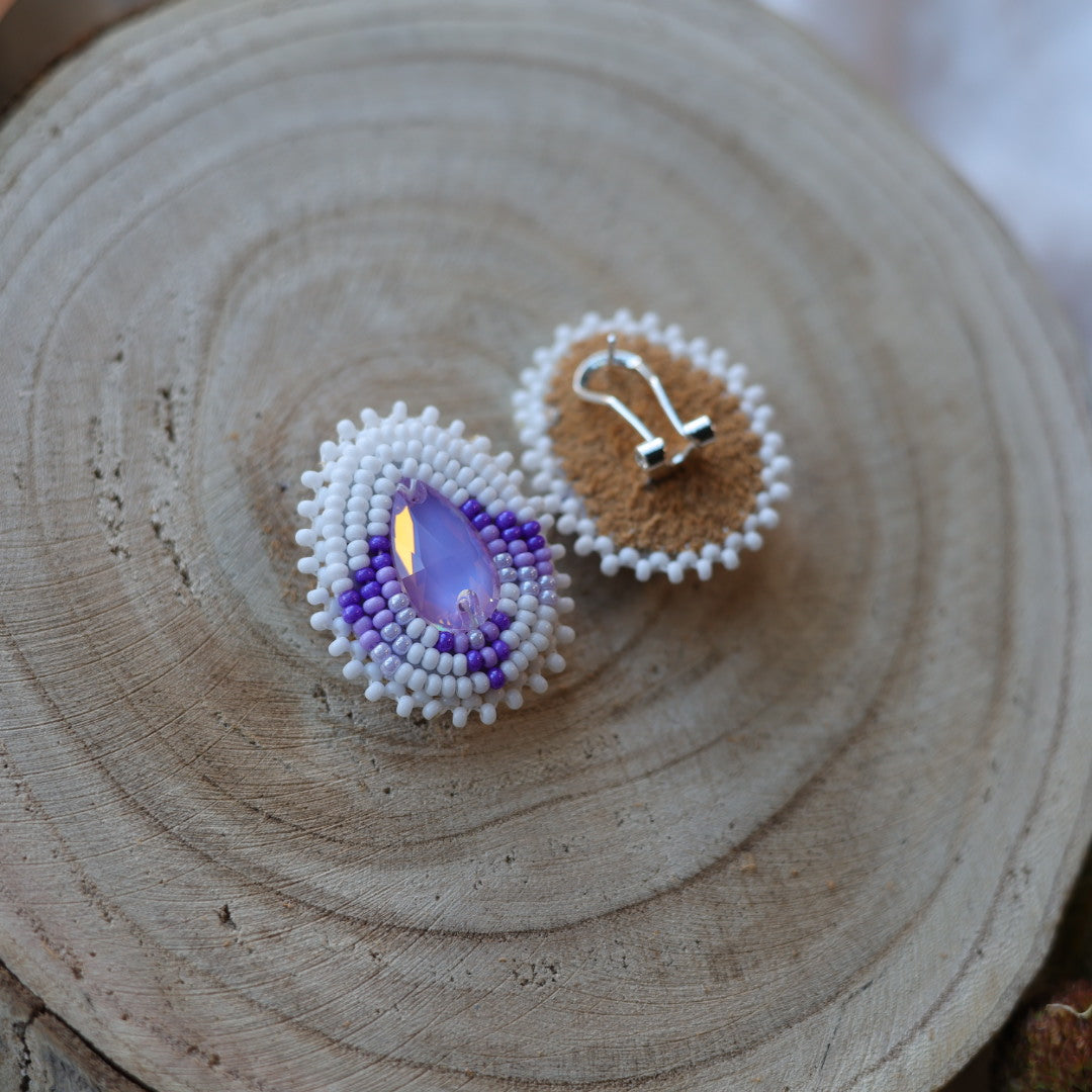 Boreal Forest Beads Gem Teardrop Beaded Earrings