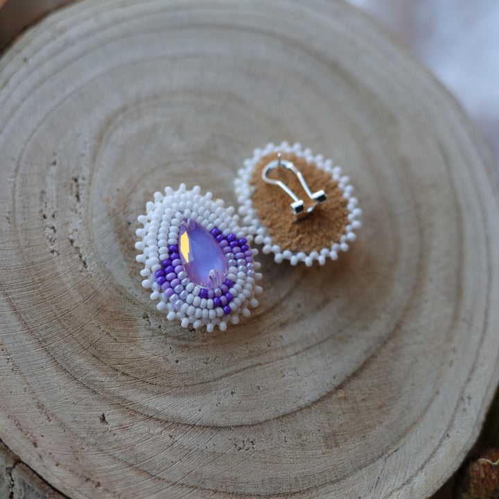 Boreal Forest Beads Gem Teardrop Beaded Earrings