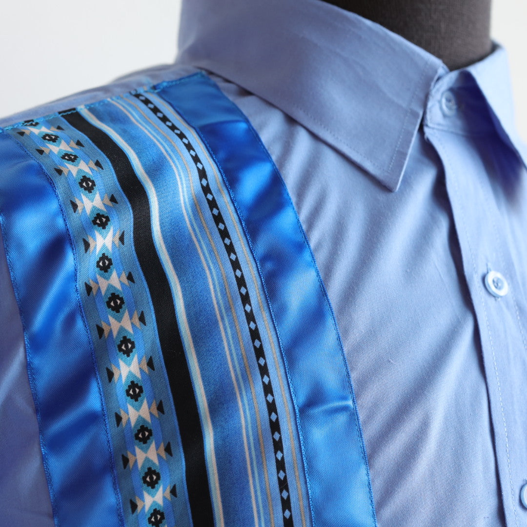 Phoenyx Designs Dusty Blue Southwest Ribbon Shirt