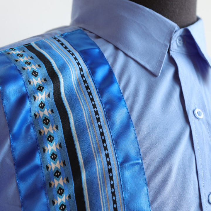 Phoenyx Designs Dusty Blue Southwest Ribbon Shirt