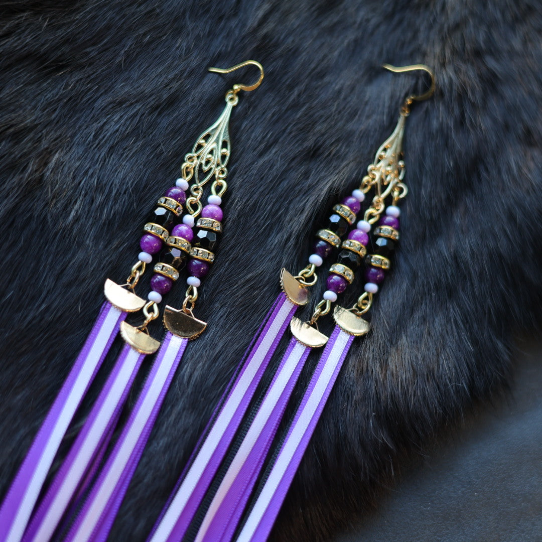 Helen Oro Designs Purple Ribbon Earrings