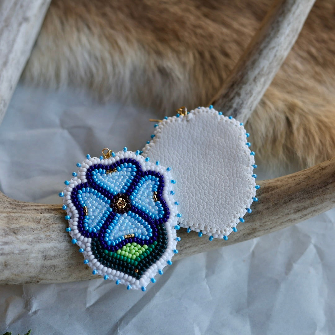 Keegan W. Blue Wild Rose Beaded Floral Earrings