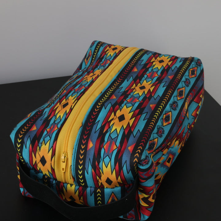 Phoenyx Designs Teal Geometric Cosmetic Bag