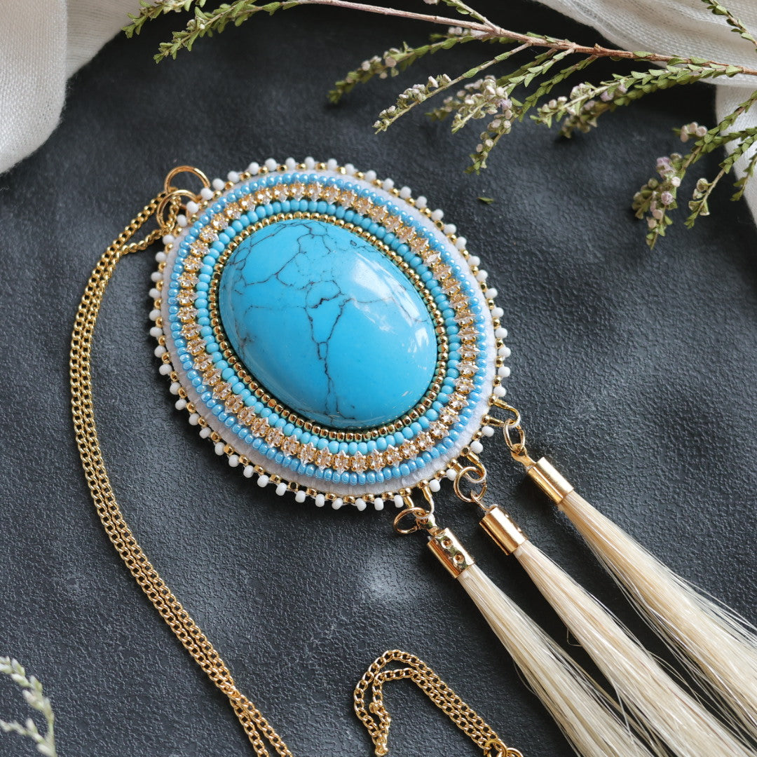 Beth Rose Designs Turquoise &amp; Horsehair Pendant Necklace