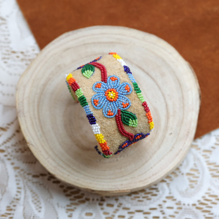 Jeannie A Beaded Smoked Hide Cuff