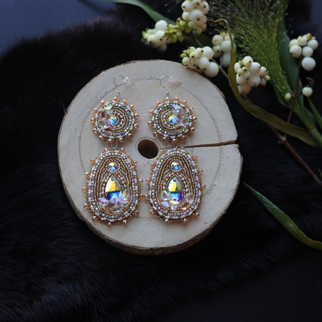 Ironstar Co. Geo Crystal Hook Beaded Earrings