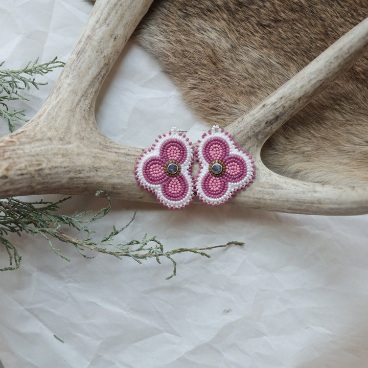 Keegan W. Beaded Small Half Floral Earrings