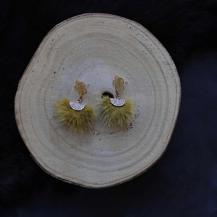 Helen Oro Designs Floral Mink Drop Earrings