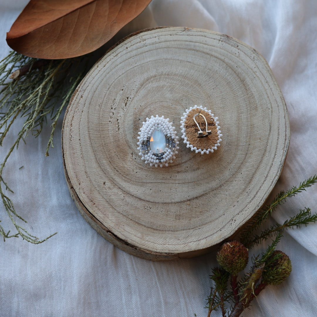 Boreal Forest Beads Gem Teardrop Beaded Earrings