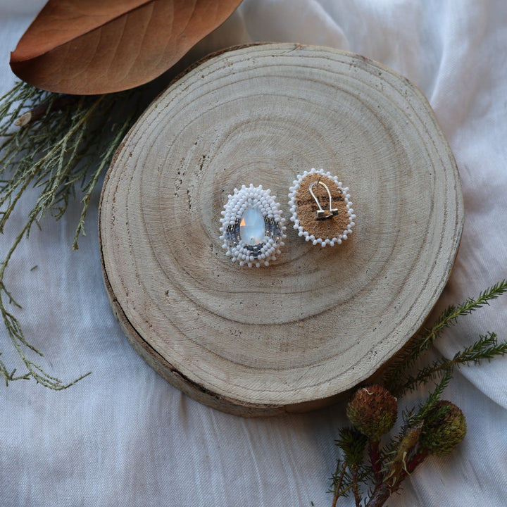 Boreal Forest Beads Gem Teardrop Beaded Earrings