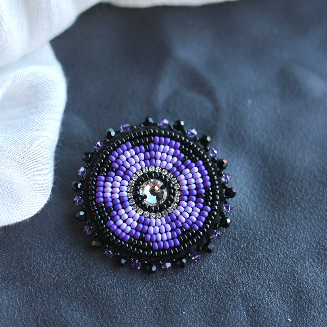 Beth Rose Designs Purple Beaded Brooch