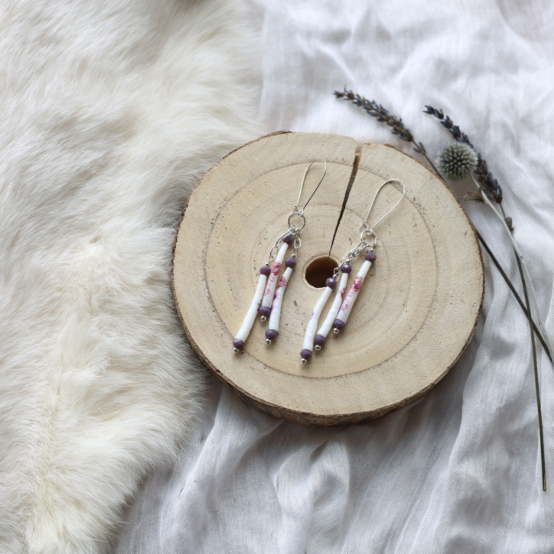 Janet L. Dentalium Fringe Earrings