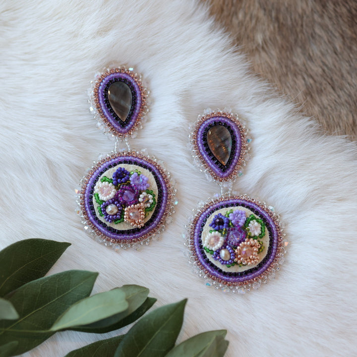 Pieces of Work by Mercedes Tiered Floral Beaded Earrings