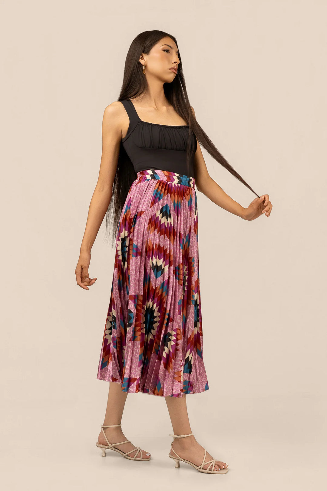B.YELLOWTAIL Purple Pleated Midi Skirt