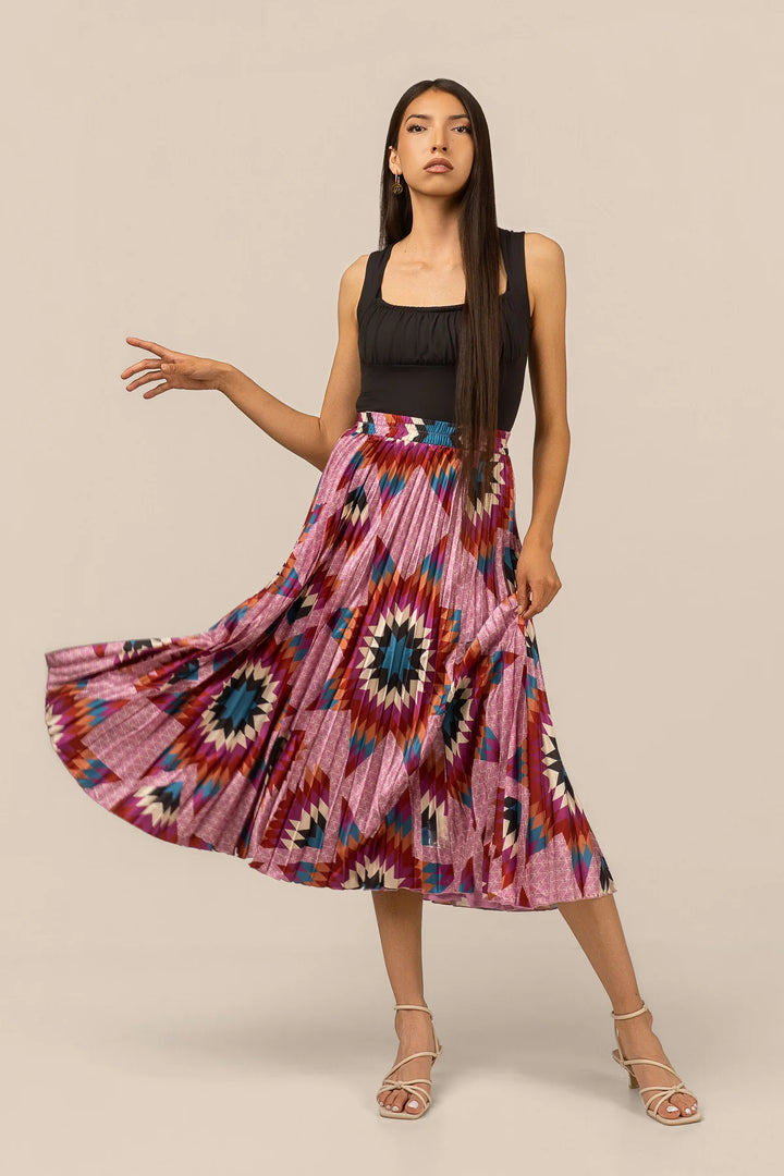 B.YELLOWTAIL Purple Pleated Midi Skirt
