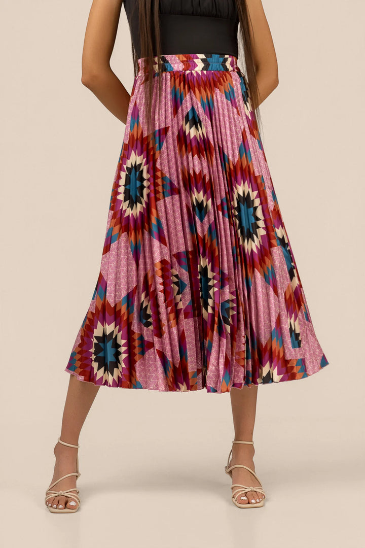 B.YELLOWTAIL Purple Pleated Midi Skirt