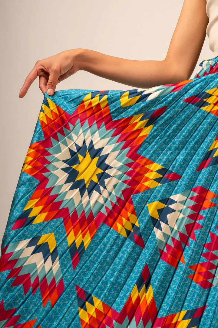 B.YELLOWTAIL Teal Pleated Midi Skirt