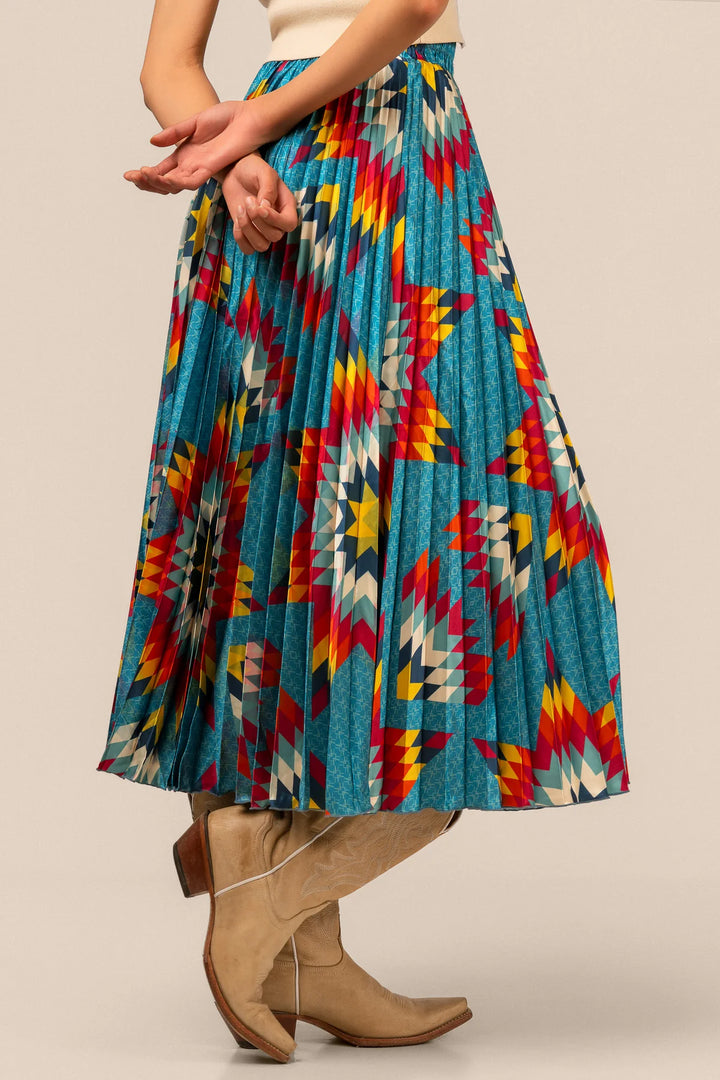B.YELLOWTAIL Teal Pleated Midi Skirt