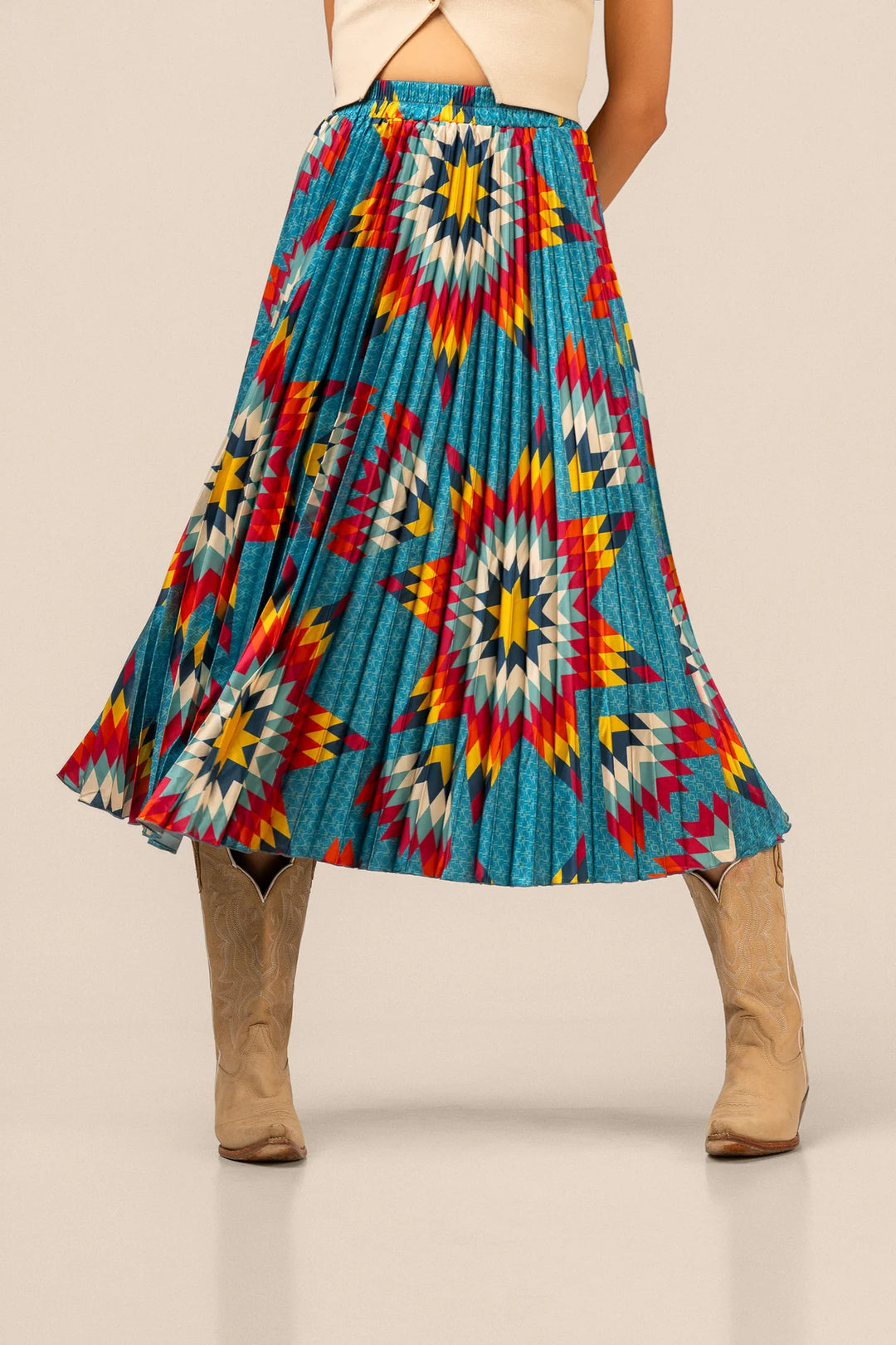 B.YELLOWTAIL Teal Pleated Midi Skirt