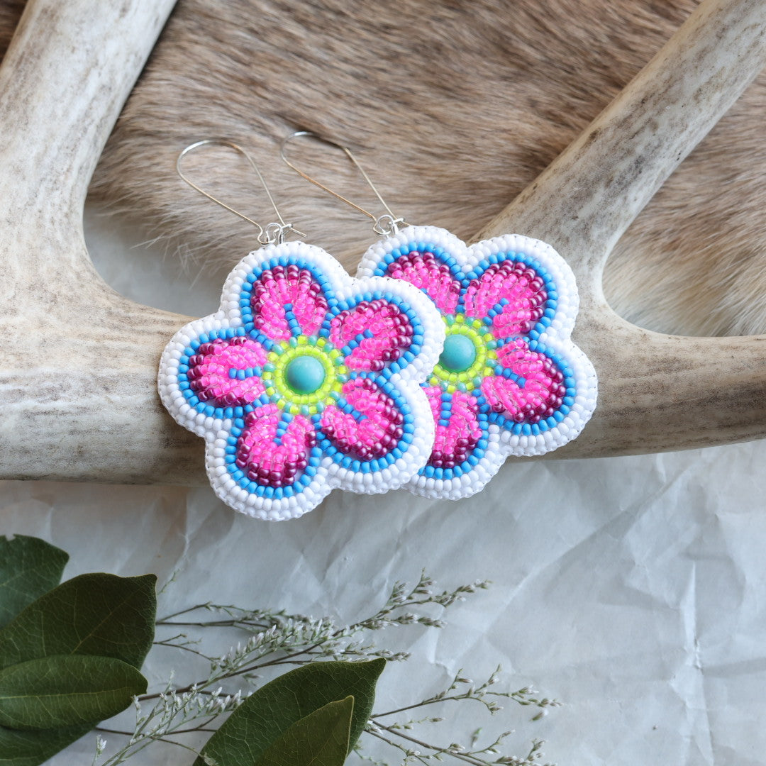 Keegan W. Raised Beaded Floral Earrings