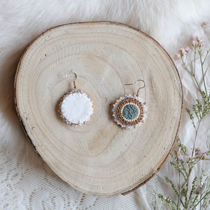 Prairie Moon Pattern Clay Beaded Earrings