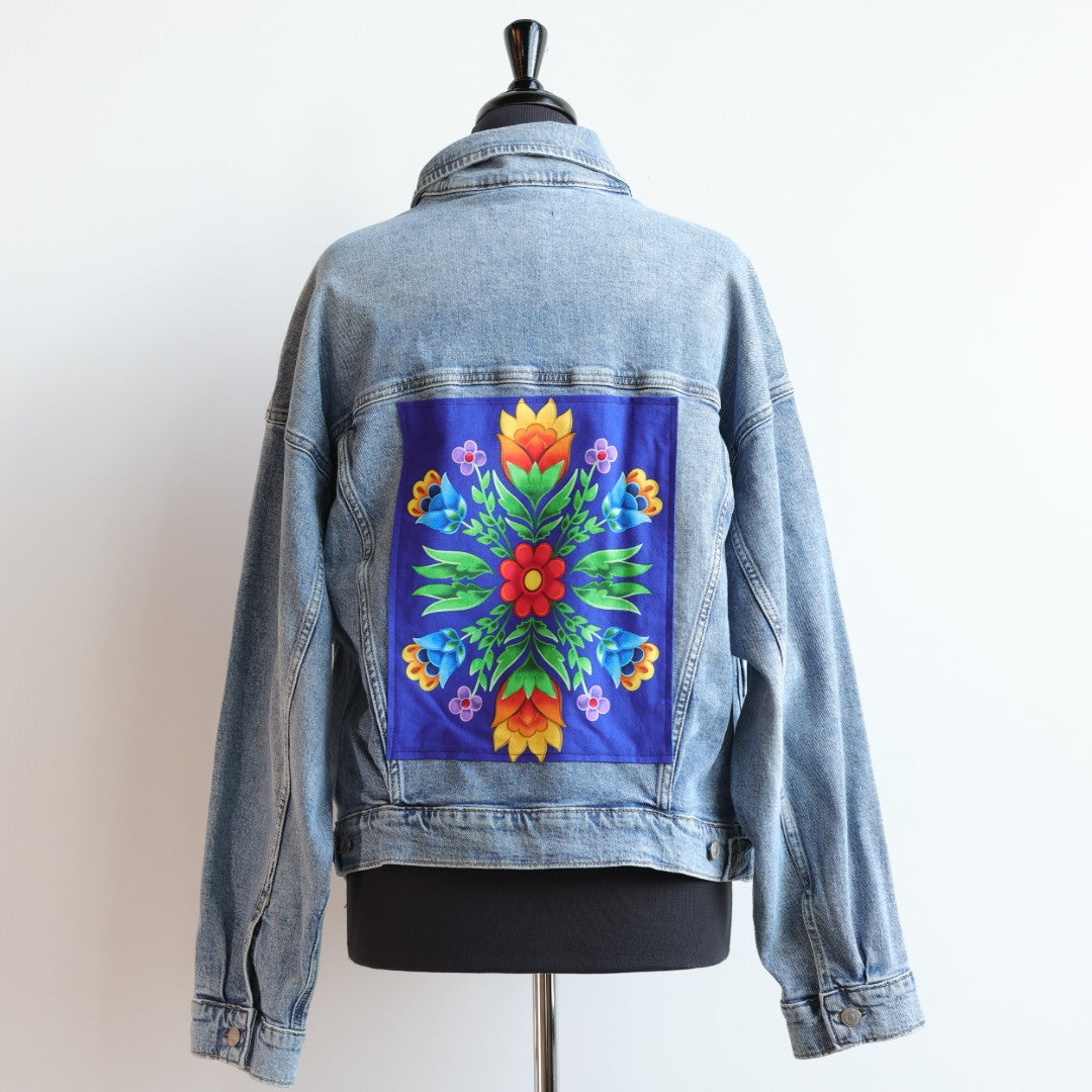 Vi's CREE-ations Royal Floral Denim Jacket