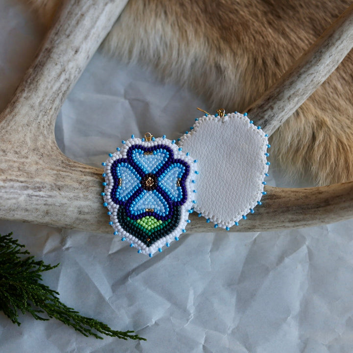 Keegan W. Blue Wild Rose Beaded Floral Earrings