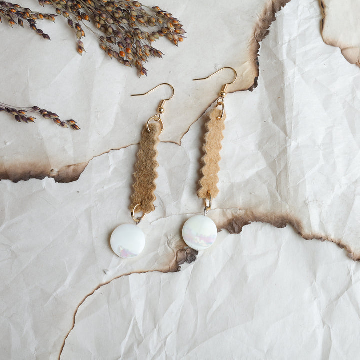 TLee Beads Deer Hide & Mother of Pearl Earrings
