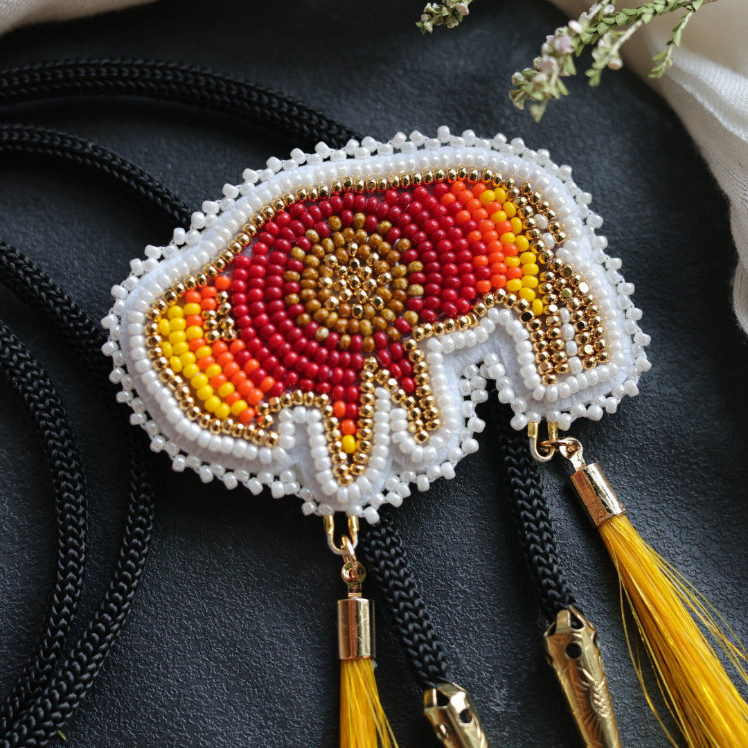 Beth Rose Designs Beaded Bison Bolo Tie