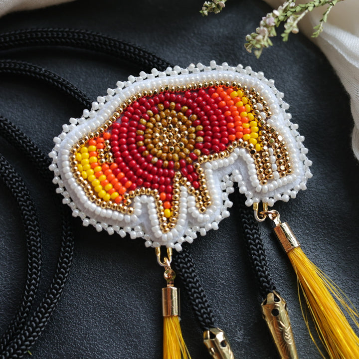 Beth Rose Designs Beaded Bison Bolo Tie