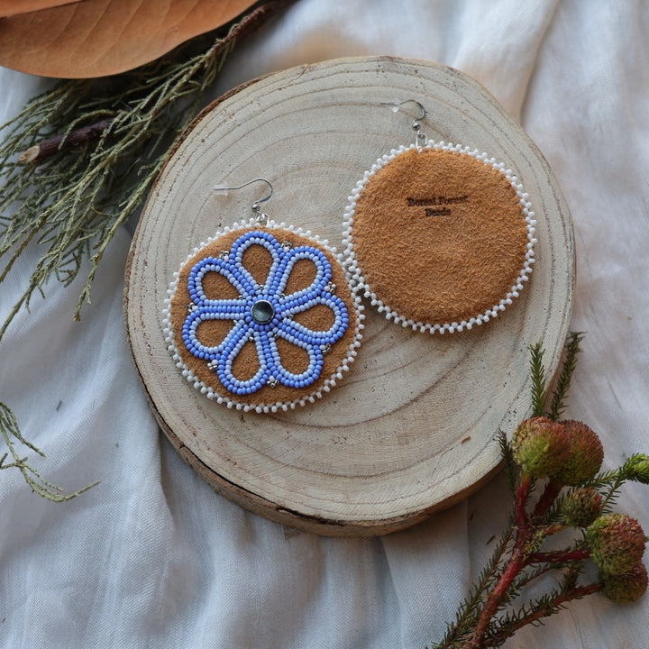 Boreal Forest Beads Floral Beaded Moose Hide Earrings