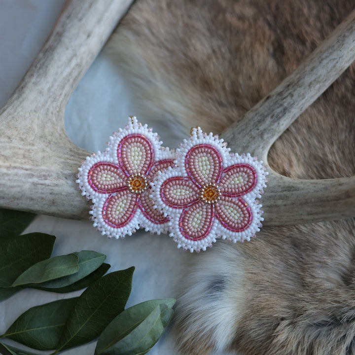 Keegan W. Pink Floral Beaded Earrings