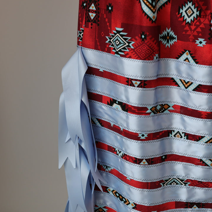 Vi's CREE-ations Red & Blue Geometric Ribbon Skirt