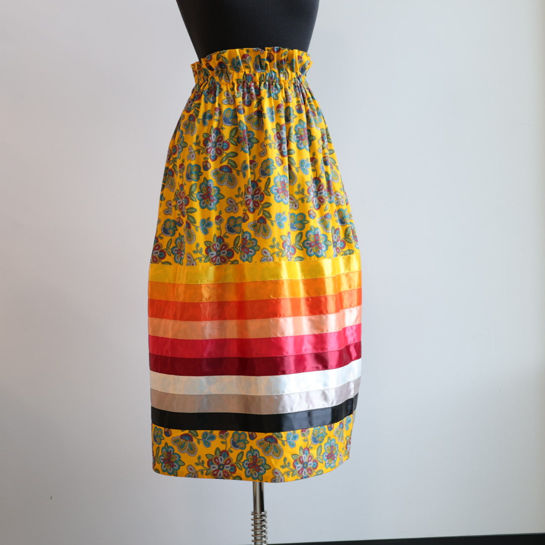 Margaret R. Beaded Floral Pattern Ribbon Skirts