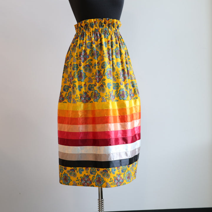 Margaret R. Beaded Floral Pattern Ribbon Skirts