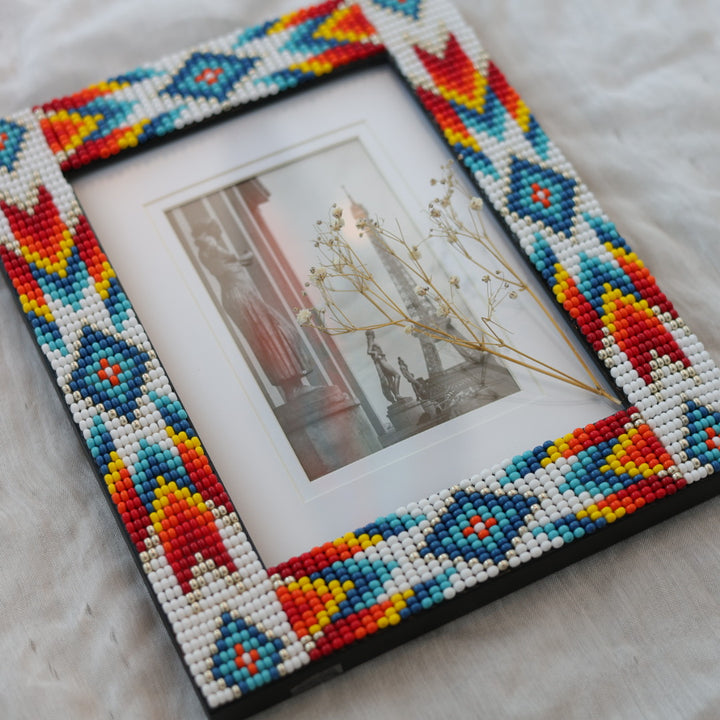 Beaded Frames By Elsie 5"x7" Blue Fire Burst Beaded Frame