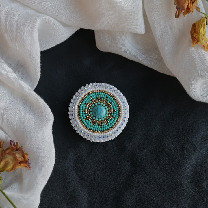 Beth Rose Designs Turquoise & Gold Popsocket