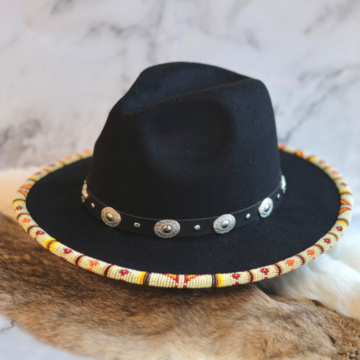Shelley M. Floral Beaded Brim Fedora Hat