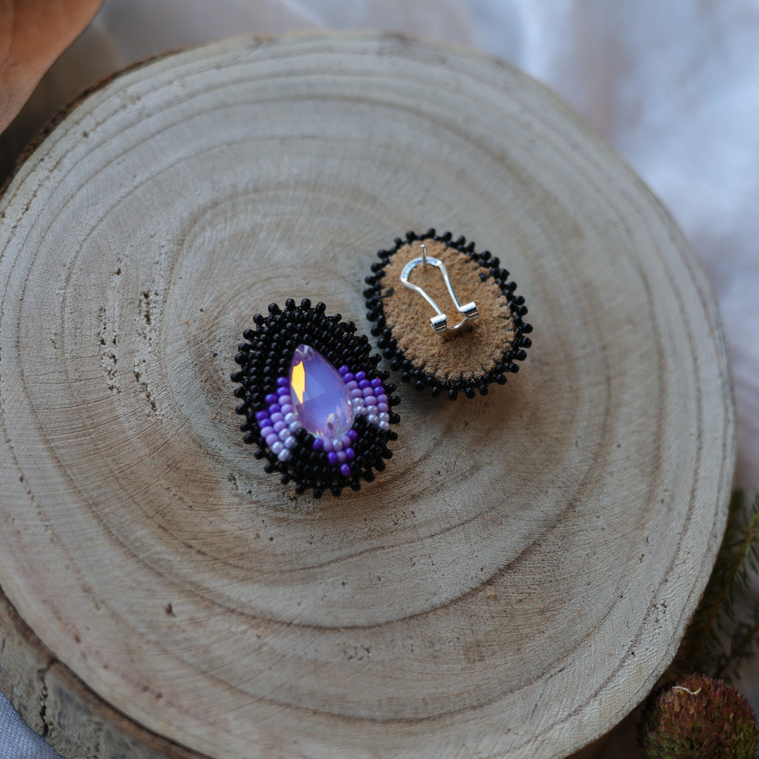 Boreal Forest Beads Gem Teardrop Beaded Earrings