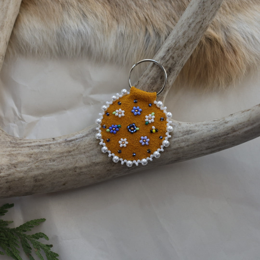 Keegan W. Quill Floral Hide Keychain