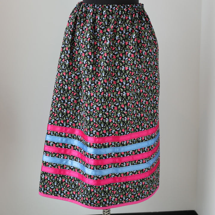 Vi's CREE-ations Pink & Blue Floral Ribbon Skirt