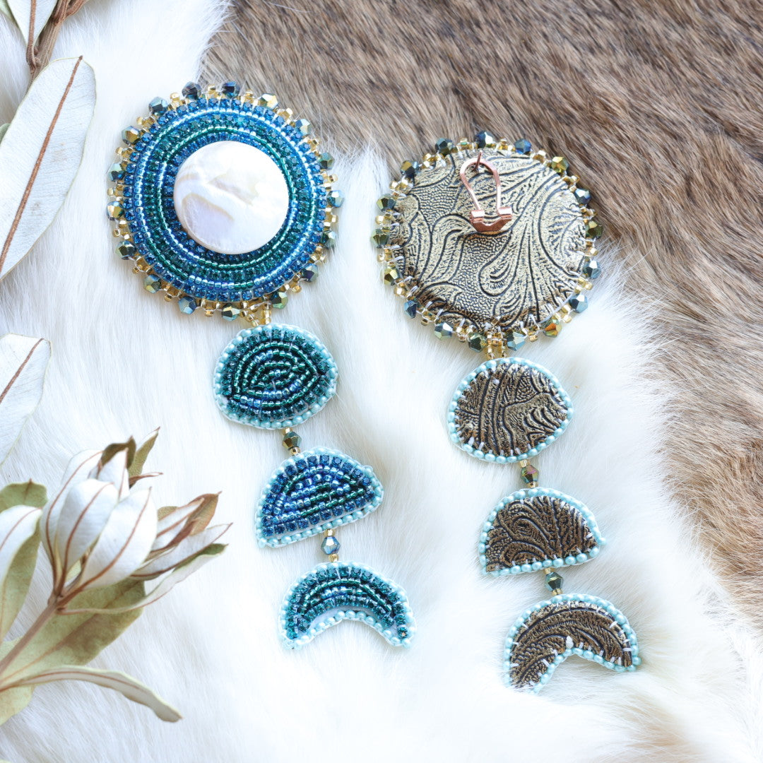 Pieces of Work by Mercedes Moon Phase Beaded Earrings
